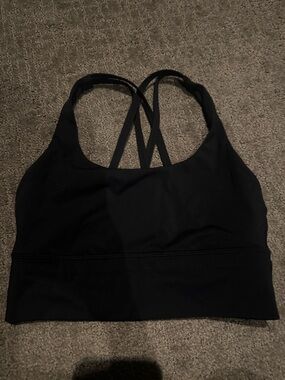 CRZ YOGA Black Strappy Women's Sports Bra - Comfortable Support